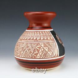 Native American Navajo Buffalo Pottery Vase By Antionette Sherman