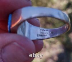 Native American Navajo Calvin Begay / Gilpin Blue Opal Ring 14.5