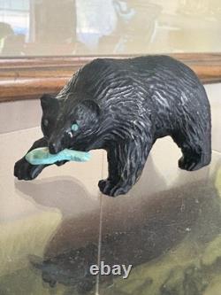 Native American Navajo Carved Jet Bear Fetish (frank Tom) 3