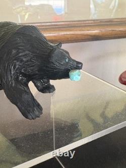 Native American Navajo Carved Jet Bear Fetish (frank Tom) 3