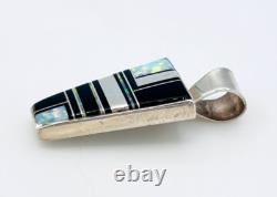 Native American Navajo Cecil Ashley Sterling Silver Onyx Opal Pendant