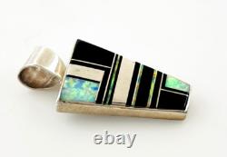Native American Navajo Cecil Ashley Sterling Silver Onyx Opal Pendant