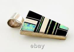 Native American Navajo Cecil Ashley Sterling Silver Onyx Opal Pendant