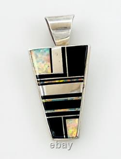 Native American Navajo Cecil Ashley Sterling Silver Onyx Opal Pendant