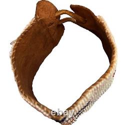 Native American Navajo Ceremonial Men's Anklet Seed Beads Leather Strap 11 1957