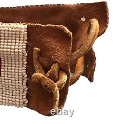 Native American Navajo Ceremonial Men's Anklet Seed Beads Leather Strap 11 1957