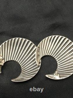 Native American Navajo Crescent Earrings Sterling Silver 1 4487