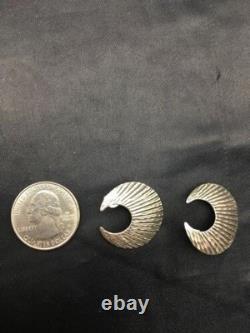 Native American Navajo Crescent Earrings Sterling Silver 1 4487