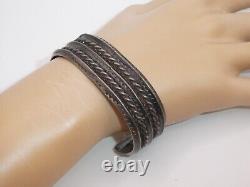 Native American Navajo Cuff Bracelet Carinated Twist Sterling Silver Stamped