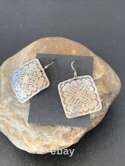 Native American Navajo Dangle Earrings Sterling Silver Stamped Handmade 1659
