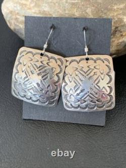 Native American Navajo Dangle Earrings Sterling Silver Stamped Handmade 1659