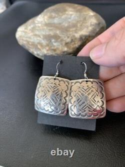 Native American Navajo Dangle Earrings Sterling Silver Stamped Handmade 1659