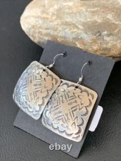 Native American Navajo Dangle Earrings Sterling Silver Stamped Handmade 1659