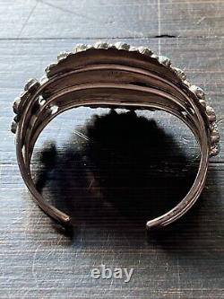 Native American Navajo Denim Lapis Teardrop Cluster Cuff Bracelet Stamped JW MS