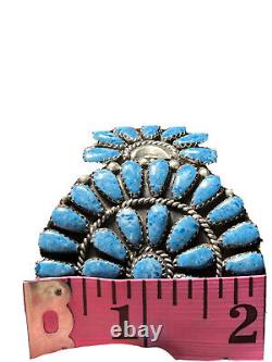 Native American Navajo Denim Lapis Teardrop Cluster Cuff Bracelet Stamped JW MS