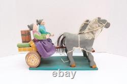 Native American Navajo Folk Art Farm Horses Wagon By Delbert Buck Sculpture