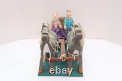 Native American Navajo Folk Art Farm Horses Wagon By Delbert Buck Sculpture
