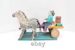 Native American Navajo Folk Art Farm Horses Wagon By Delbert Buck Sculpture