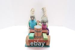 Native American Navajo Folk Art Farm Horses Wagon By Delbert Buck Sculpture