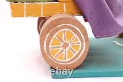 Native American Navajo Folk Art Farm Horses Wagon By Delbert Buck Sculpture
