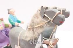 Native American Navajo Folk Art Farm Horses Wagon By Delbert Buck Sculpture