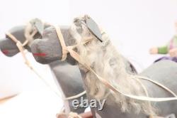 Native American Navajo Folk Art Farm Horses Wagon By Delbert Buck Sculpture