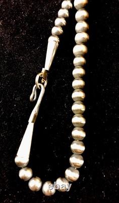Native American Navajo Graduated Sterling Silver Bead Necklace 20