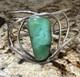 Native American Navajo Green Chrysoprase Ss 925 Modernist Cuff Bracelet Signed