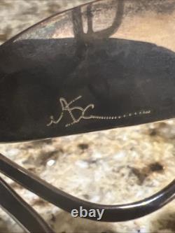 Native American Navajo Green Chrysoprase SS 925 modernist Cuff Bracelet Signed