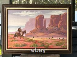 Native American Navajo Guy Nez Jr Original Painting Arizona Desert Landscape