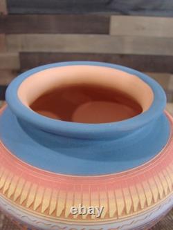 Native American Navajo Hand Etched & Hand Painted Pottery Charlie