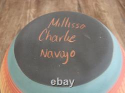 Native American Navajo Hand Etched & Hand Painted Pottery Charlie
