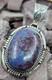 Native American Navajo Handmade Charoite Sterling Silver Necklace Pendant