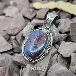 Native American Navajo Handmade Charoite Sterling Silver Necklace Pendant