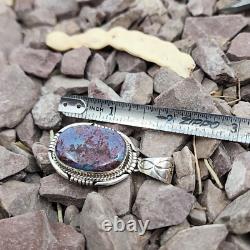 Native American Navajo Handmade Charoite Sterling Silver Necklace Pendant