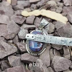 Native American Navajo Handmade Charoite Sterling Silver Necklace Pendant