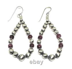 Native American Navajo Handmade Natural Purple Spiny Beaded Dangle Earring