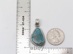 Native American Navajo Handmade Pendant Sterling Silver & Blue Ridge Turquoise