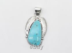 Native American Navajo Handmade Pendant Sterling Silver and Kingman Turquoise