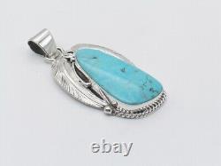 Native American Navajo Handmade Pendant Sterling Silver and Kingman Turquoise