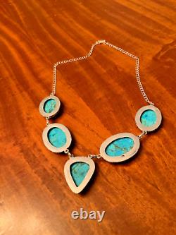 Native American Navajo Handmade Sterling & Kingsman Turquoise Pendant 63 Grams