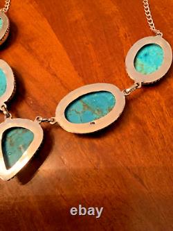 Native American Navajo Handmade Sterling & Kingsman Turquoise Pendant 63 Grams