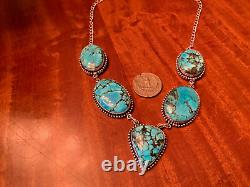 Native American Navajo Handmade Sterling & Kingsman Turquoise Pendant 63 Grams