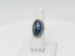 Native American Navajo Handmade Sterling Silver & Azurite Ring Size 6.5