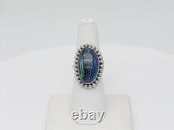 Native American Navajo Handmade Sterling Silver & Azurite Ring Size 6.5