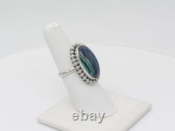 Native American Navajo Handmade Sterling Silver & Azurite Ring Size 6.5