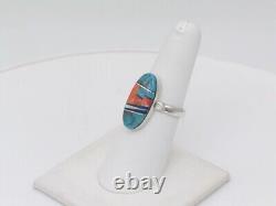 Native American Navajo Handmade Sterling Silver Multi-Stone Adjustable Ring