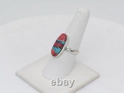 Native American Navajo Handmade Sterling Silver & Multi Stone Adjustable Ring