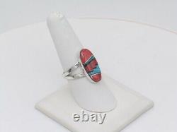 Native American Navajo Handmade Sterling Silver & Multi Stone Adjustable Ring