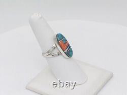 Native American Navajo Handmade Sterling Silver Multi-Stone Adjustable Ring